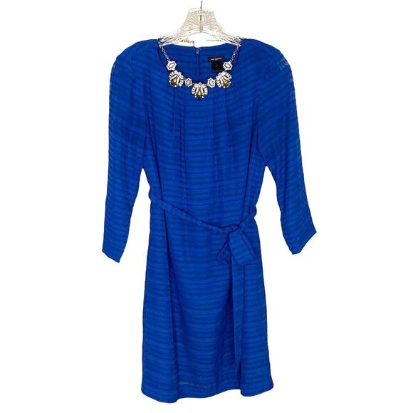 Women's Ann Taylor Textured Belted 3/4 Sleeve Shift Dress Cobalt Blue Small - Picture 7 of 7